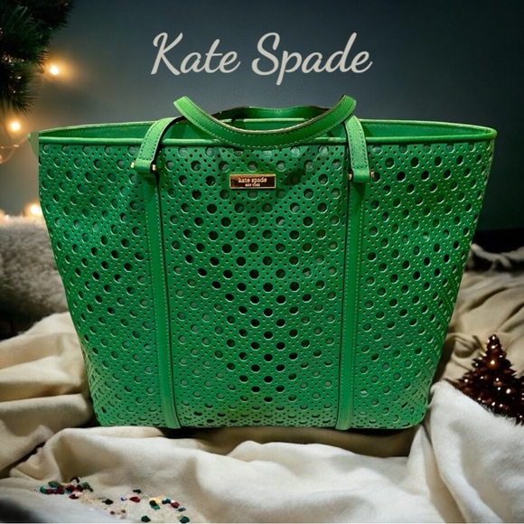 kate spade Handbags - KATE SPADE Newbury Lane Caining Romy Green Perforated Leather Shoulder Satchel